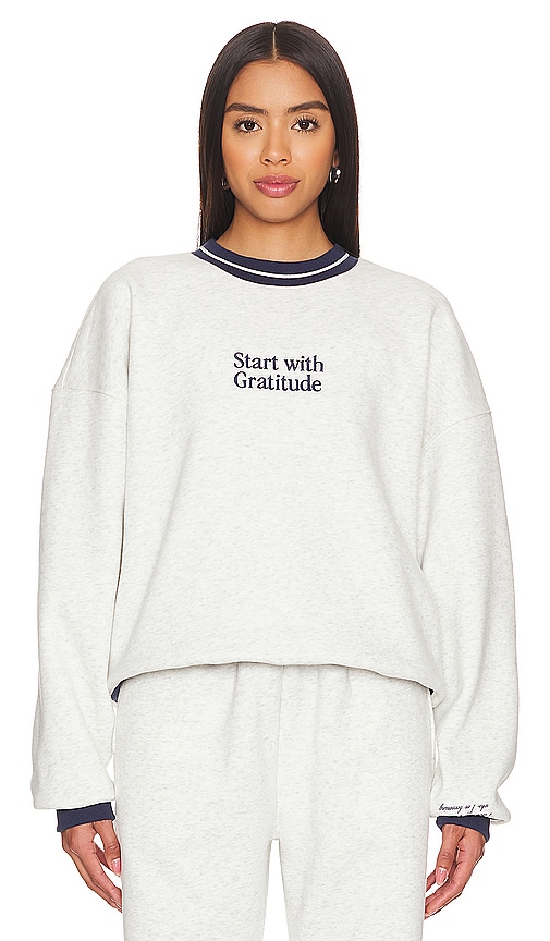 The Mayfair Group Start With Gratitude Sweatshirt in Grey