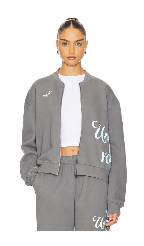 Shop The Mayfair Group Universe Is On Your Side Zip Up Jacket In Grey