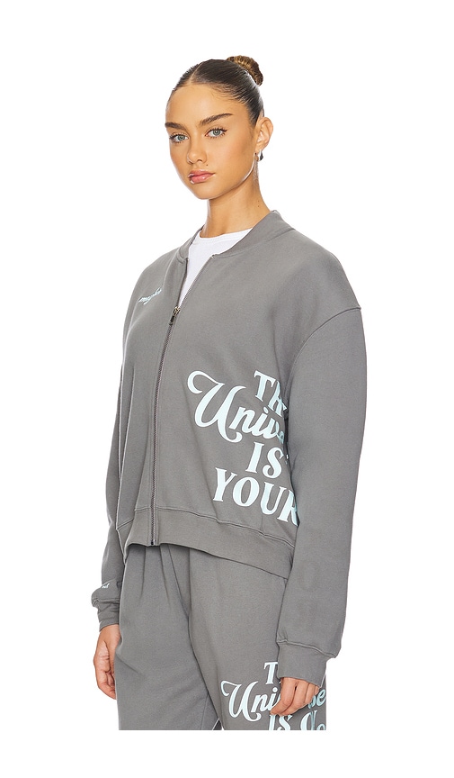 Shop The Mayfair Group Universe Is On Your Side Zip Up Jacket In Grey