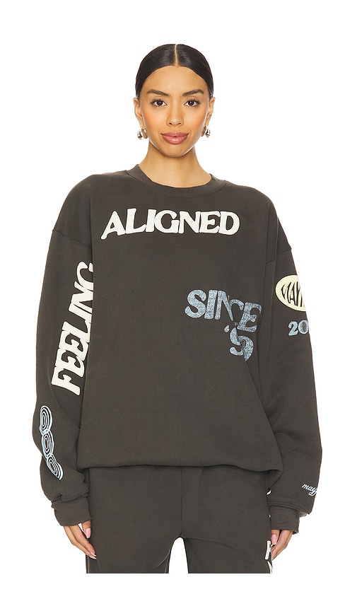 The Mayfair Group The Alignment Tour Oversize Fleece Graphic Sweatshirt In 深灰色