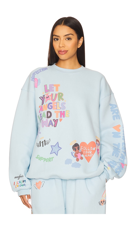The Mayfair Group Angels All Around Crewneck Sweatshirt In Blue