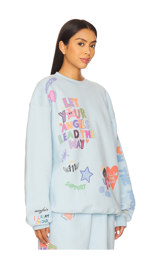 The Mayfair Group Angels All Around Crewneck Sweatshirt In Blue