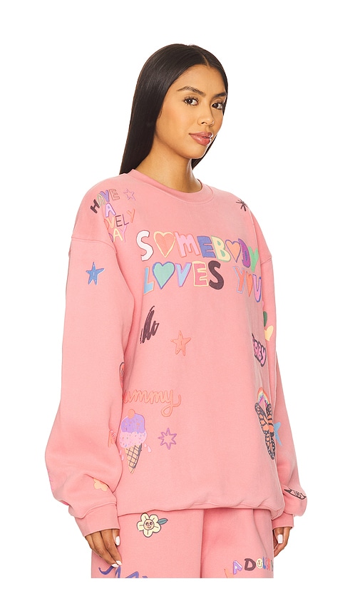 The Mayfair Group X Iscreamcolour Somebody Loves You Fleece Graphic Sweatshirt In Pink