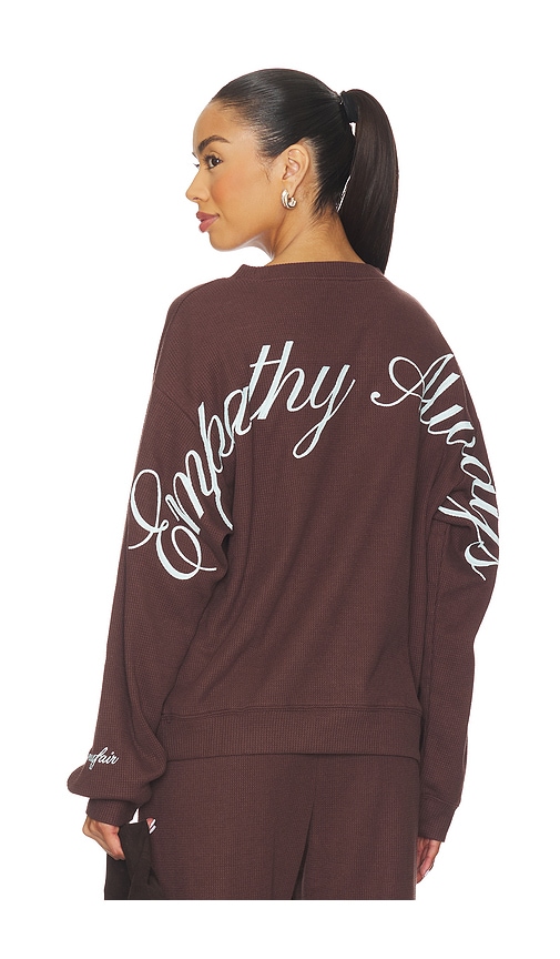 The Mayfair Group Empathy Always Waffle Crewneck In Brown
