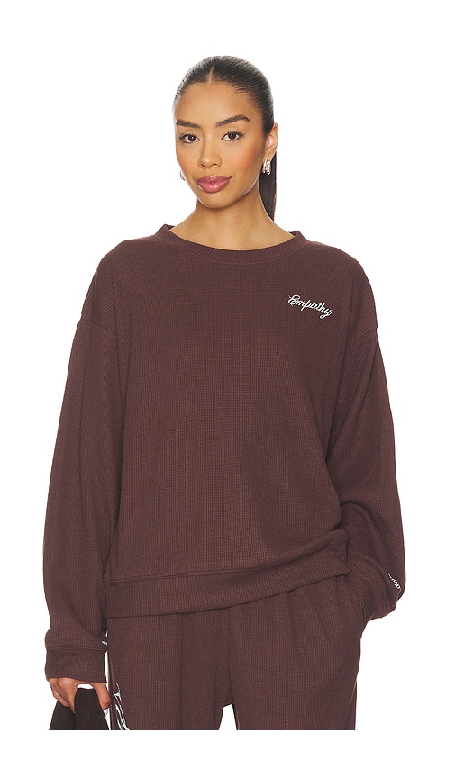 The Mayfair Group Empathy Always Waffle Crewneck In Brown