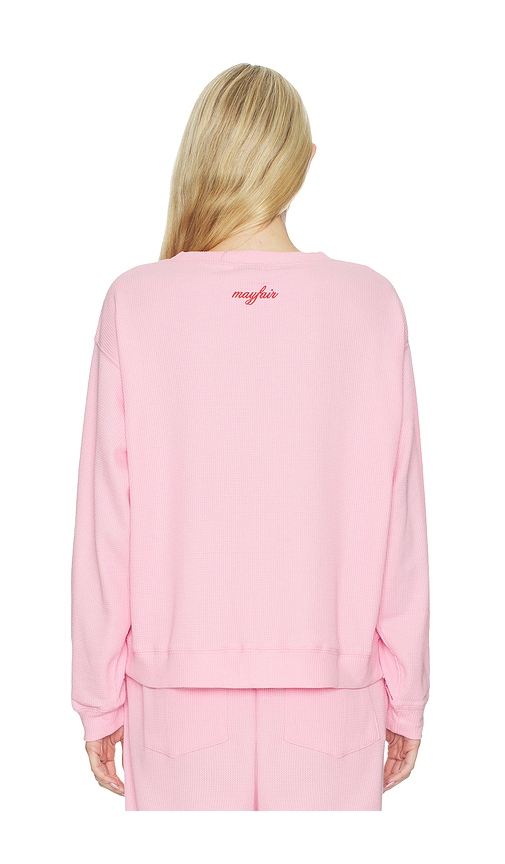  The Mayfair Group Somebody Love You Waffle Crewneck Sweatshirt In Pink. Size S/m. Also In Xs, M/l, L/xl. 