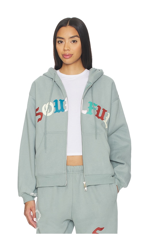 The Mayfair Group Soulful Relaxed Full Double Zip Jacket In Blue