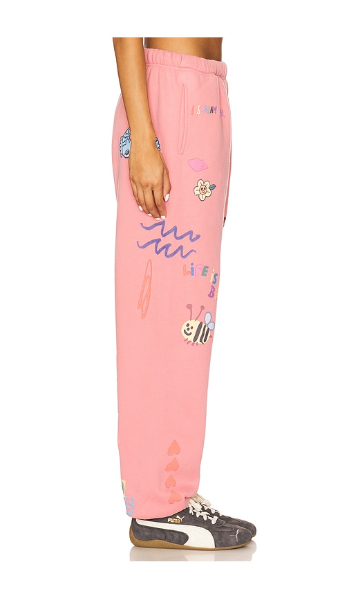 The Mayfair Group Somebody Loves You Fleece Graphic Joggers In Pink