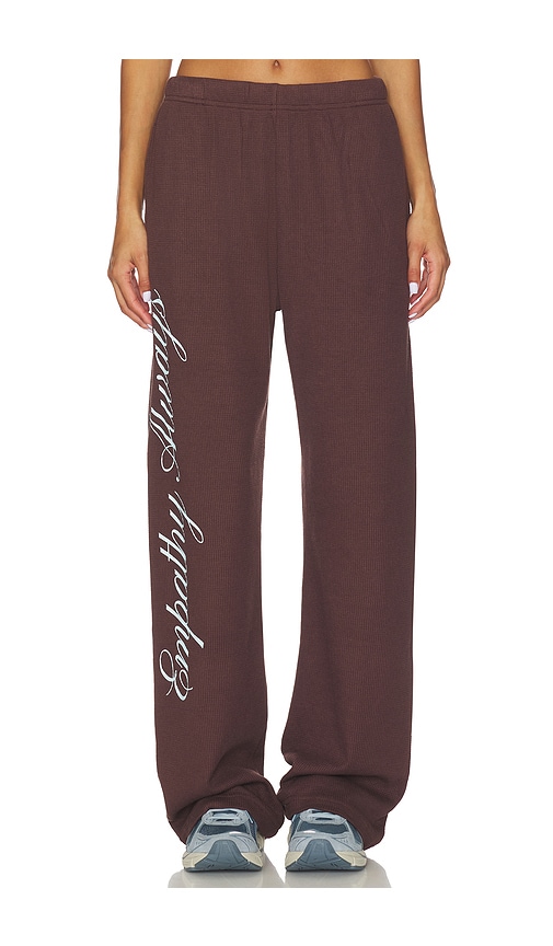 The Mayfair Group Empathy Always Waffle Wide Leg Sweatpants In Brown