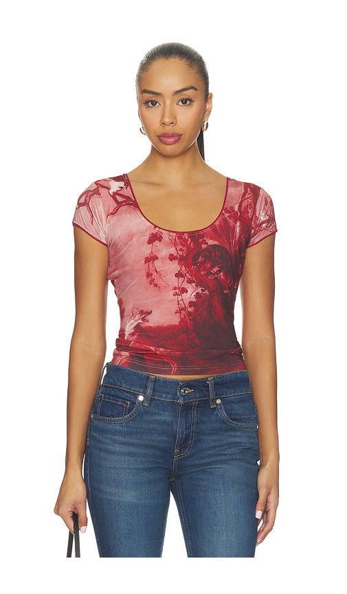 Tyler McGillivary Zora Scoop Tee in Red. - size S (also in XS, M, L)