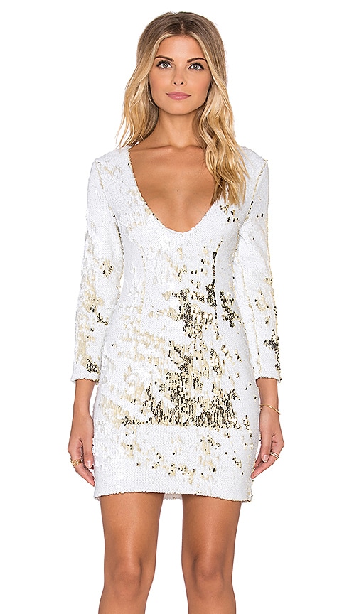 Tiger Mist Disco Queen Dress In White And Gold Revolve 7638