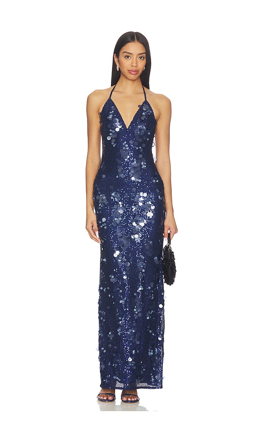 princess polly baby blue dress Shop 2021 Sexy Long Blue Plunge Neck Sequin Prom Dress Under 69 main image 0
