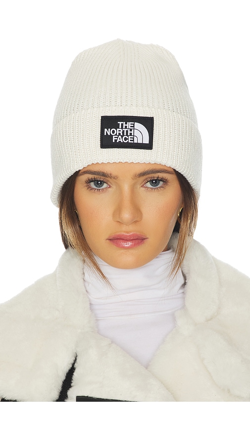 The North Face Logo Box Cuffed Beanie In Neutral