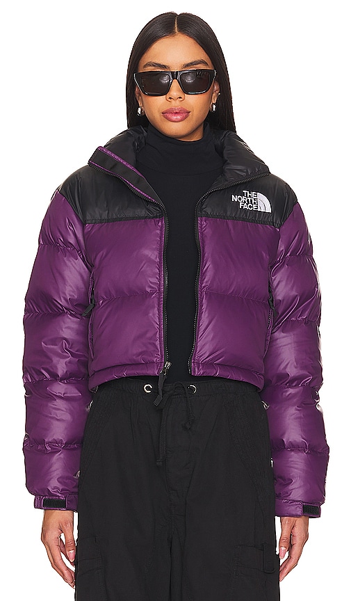The North Face Nuptse Short Jacket In Black Currant Purple