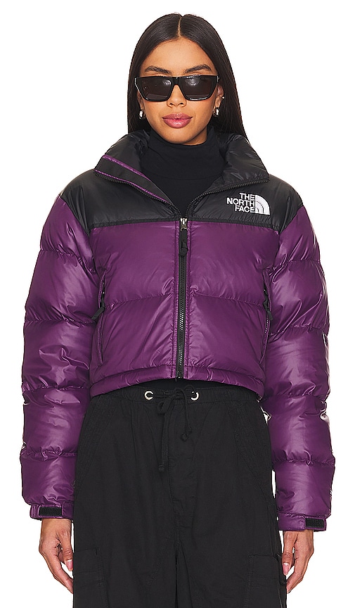 Shop The North Face Nuptse Short Jacket In Black Currant Purple