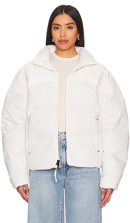 The North Face Steep Tech Nuptse Down Jacket In White Dune