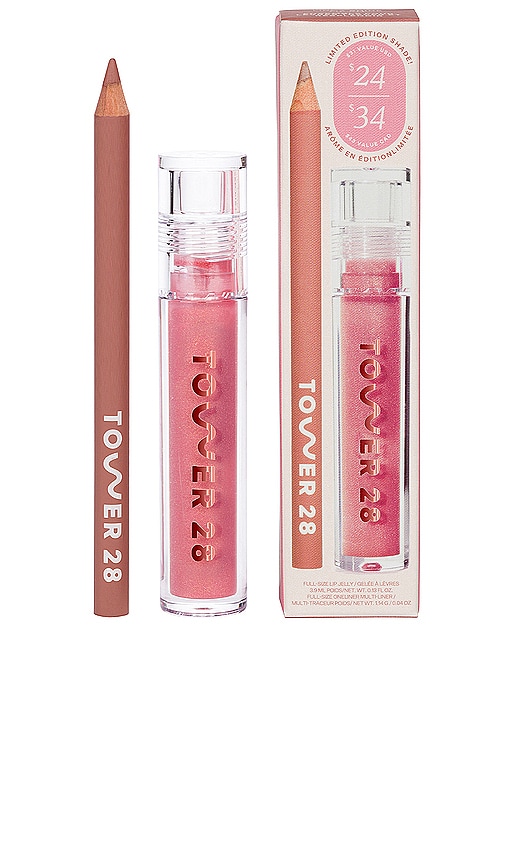 Shop Tower 28 Line & Shine Lip Kit In Pink,brown