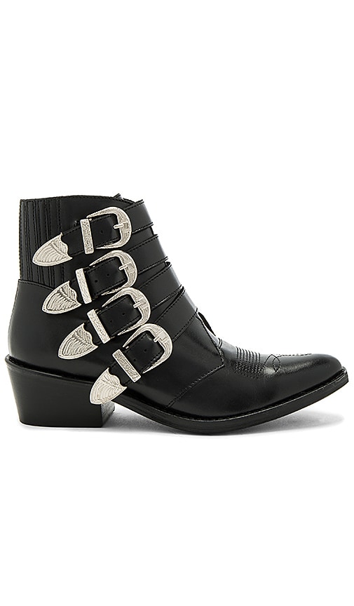 TOGA PULLA Buckled Leather Bootie in Black Polido | REVOLVE