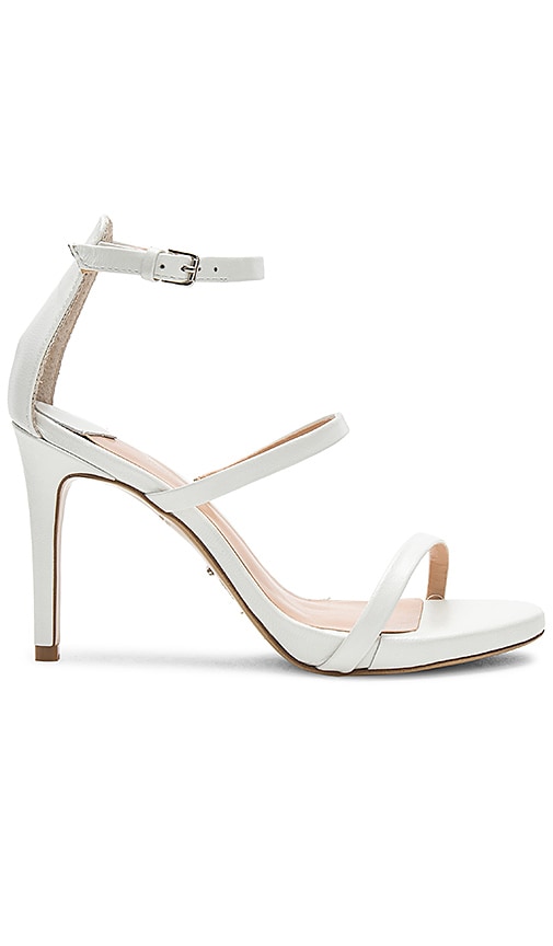 white three strap heels