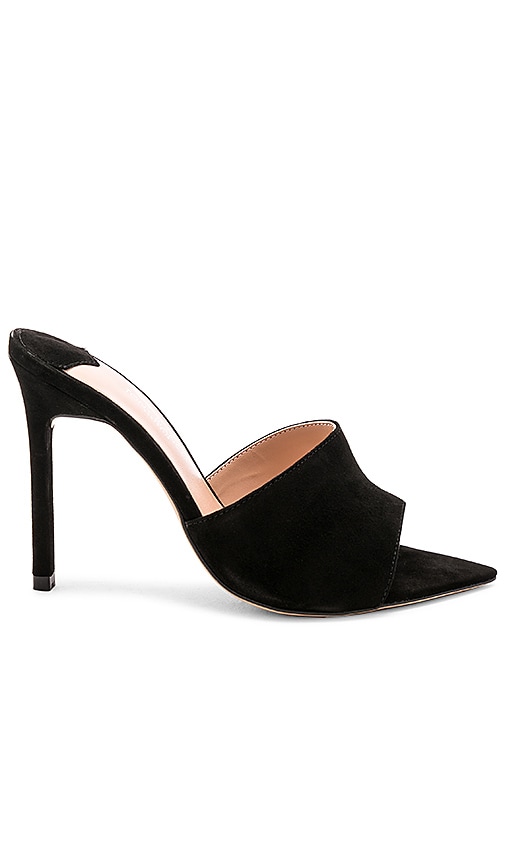 black suede mule heel