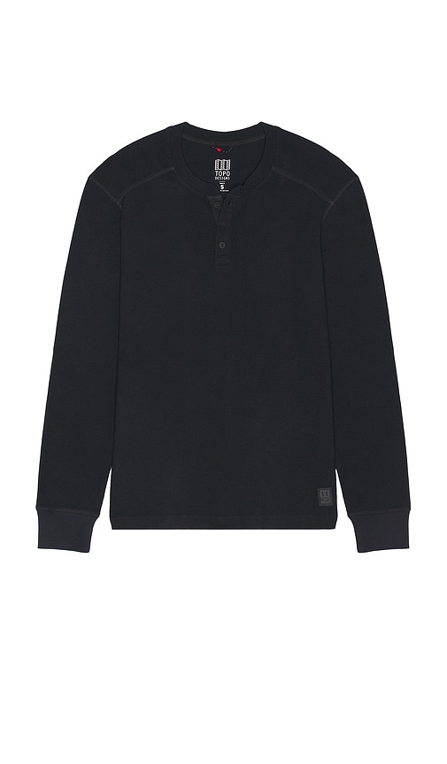 Topo Designs Global Waffle Henley In Black