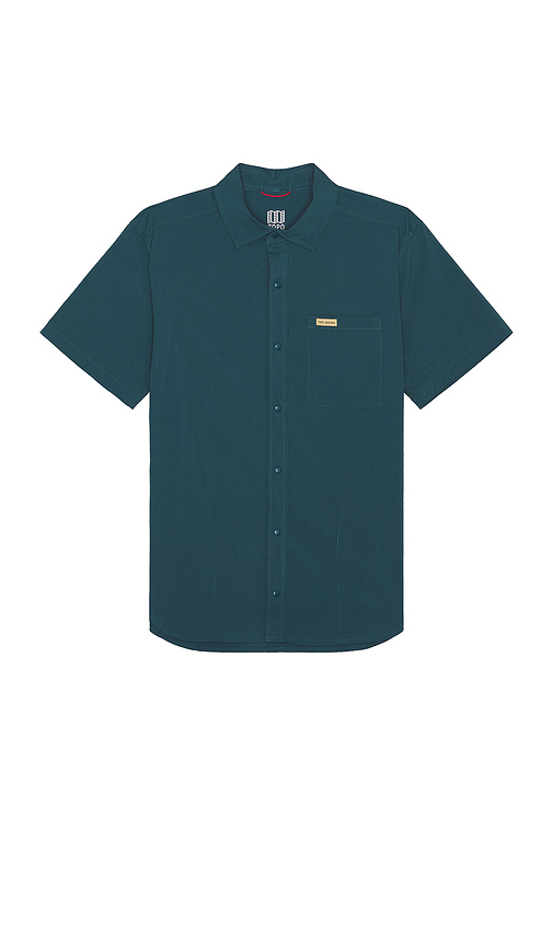 Topo Designs Global Short Sleeve Shirt In Pond Blue