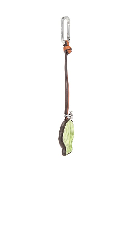  Tory Burch Leather Shell Key Fob In Green. 