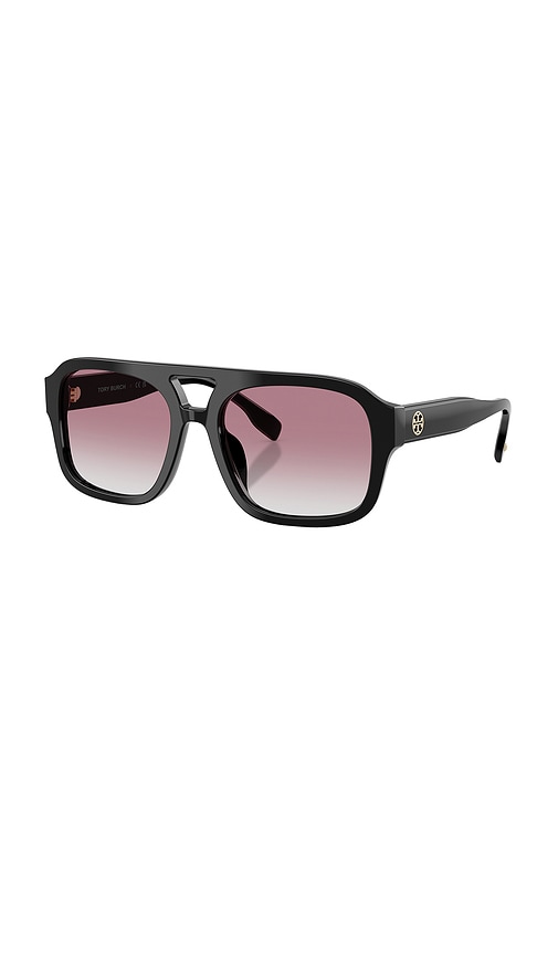Tory Burch Double-bridge Square-frame Sunglasses In Black