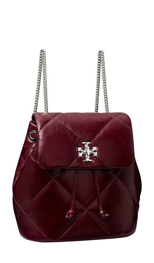 Tory Burch Kira Distressed Diamond Quilted Leather Backpack In Red