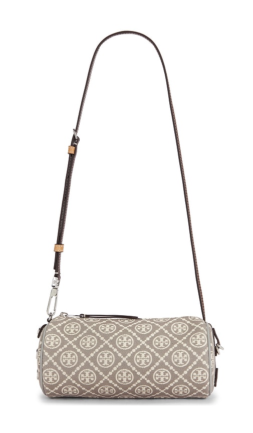Tory Burch T Monogram Utility Cylinder Bag In Gray