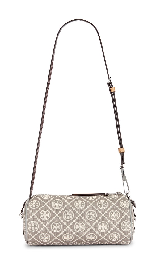 Tory Burch T Monogram Utility Cylinder Bag In Gray