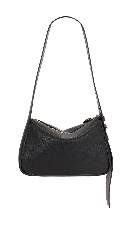 Tory Burch Romy Black Shoulder Bag With Adjustable Shoulder Strap In Grained Leather Woman