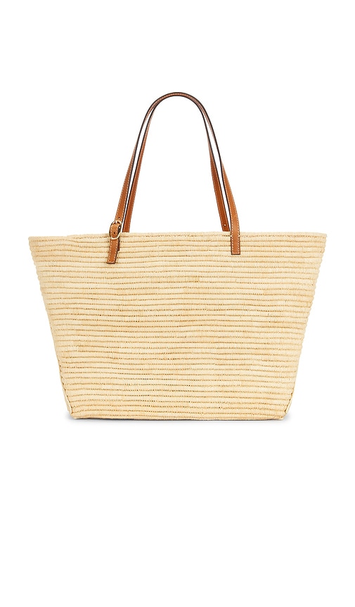 Tory Burch Ella Structured Straw Large Tote Bag Natural In Red