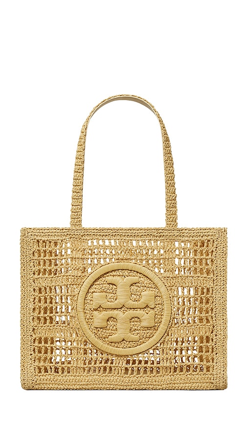 Tory Burch Ella Hand Crocheted Small Tote In Brown