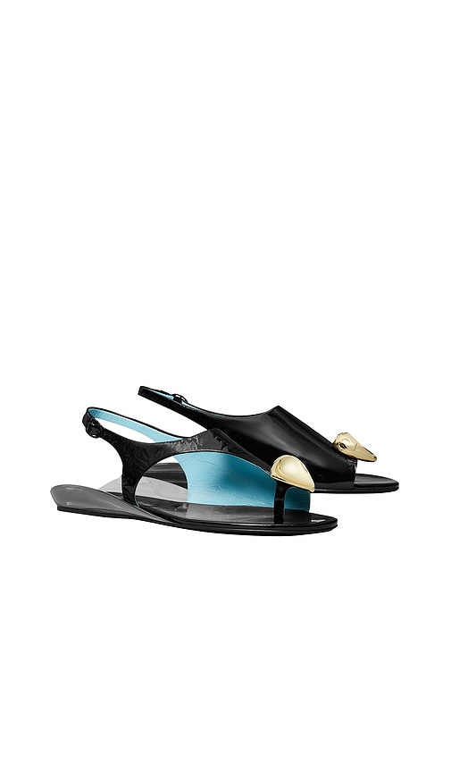 Tory Burch Patos Leather Pressed Coin Slingback Sandals In Black