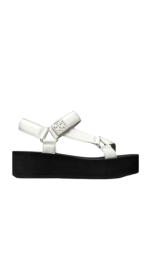 Tory Burch Round Toe Platform Sandals In White