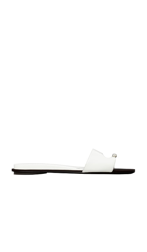 Tory Burch Pierced Leather Slide Shoes With Minimalist Silhouette In White