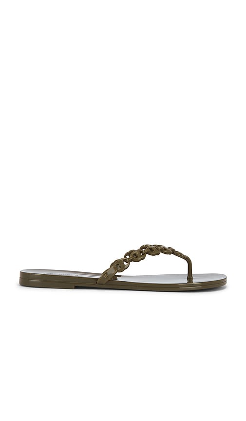 Tory Burch Gemini Link Jelly Flip Flop in Moss Rock
