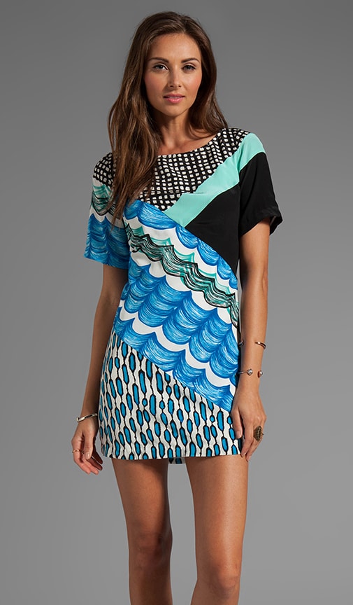 Silk Prints Spliced Shift Dress