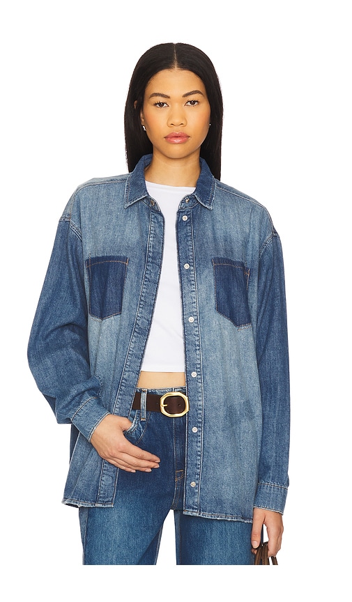 Charlotte Oversized Denim Shirt in Blue. - size XS (also in L, M, S)