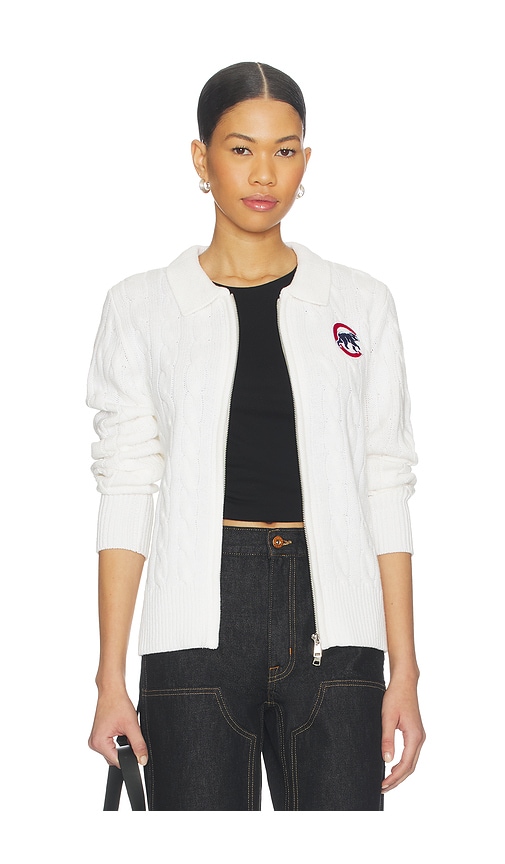 Terez x REVOLVE Chicago Cubs Zip Knit Cardigan in White. Size XS. Also in XXS.