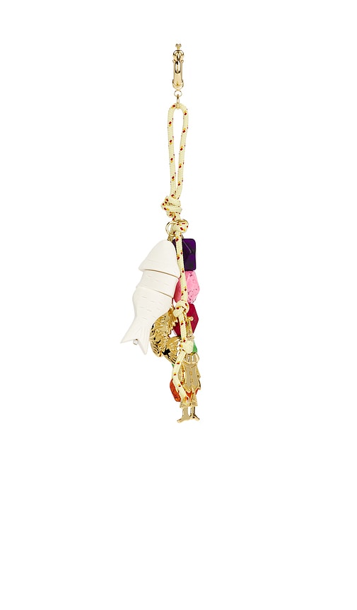  Timeless Pearly Charms Rope Keychain In Metallic Gold. 