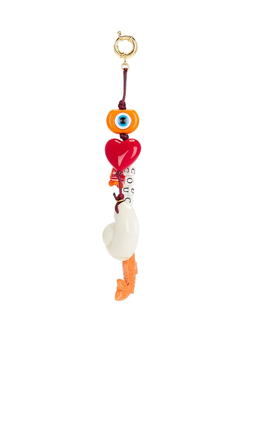 Timeless Pearly Charms Keychain In Metallic Gold