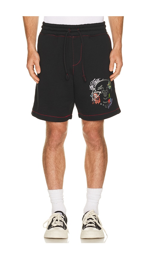 True Religion Buddha Face Big T Fleece Shorts