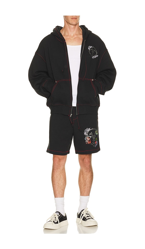 True Religion Buddha Face Big T Fleece Shorts | Thumbnail 3 True Religion Buddha Face Big T Fleece Shorts | Thumbnail 3