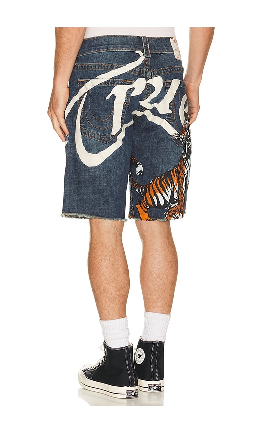  True Religion Ricky Big T Undone Hem Shorts En Color Azul Talla 30  (también En 31, 32, 33, 34, 36). 