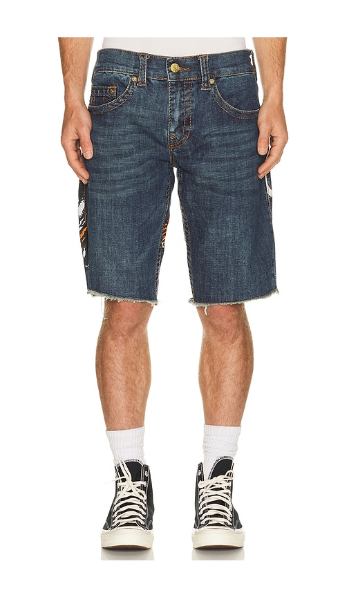  True Religion Ricky Big T Undone Hem Shorts En Color Azul Talla 30  (también En 31, 32, 33, 34, 36). 