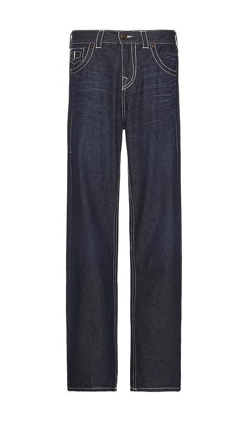 Shop True Religion Vinny Ultra Baggy Big T Flap Jeans In Scorpio Dark Wash