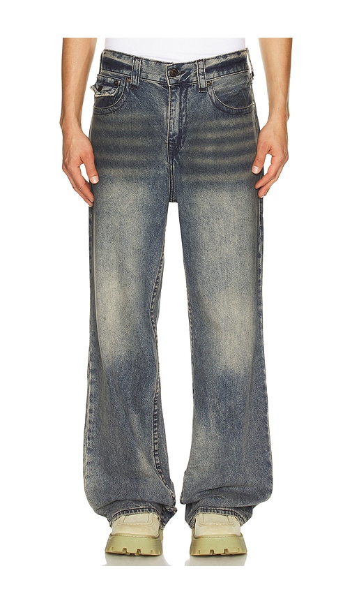 True Religion Men's Ricky Flap Straight Jean 34" In Gray