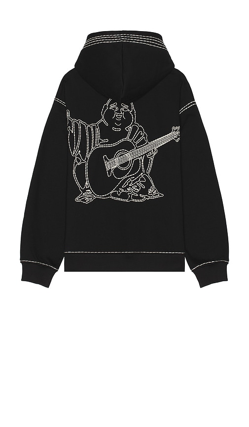 True Religion Fleece Super Pullover Hoodie in Rinse Black